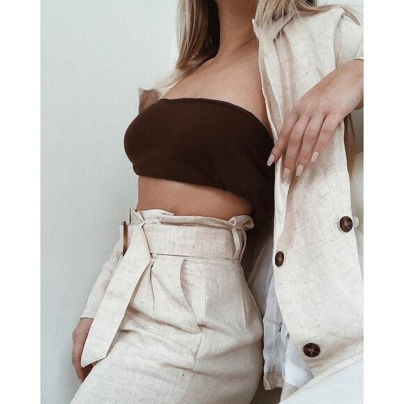 NWT Charlie Holiday Anthropologie Oasis High Rise Pant in Bone Cream Size 6 - Picture 2 of 6